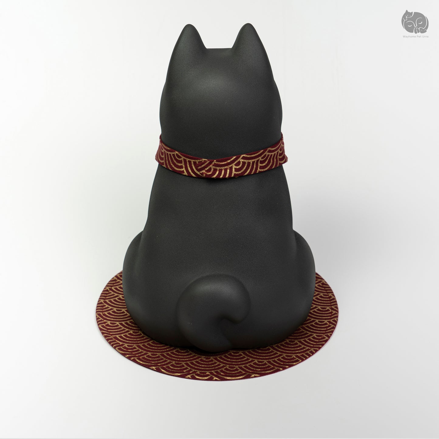 Direct rear view of the Wayhome large breed ceramic dog urn, showcasing the minimalist and artistic design.