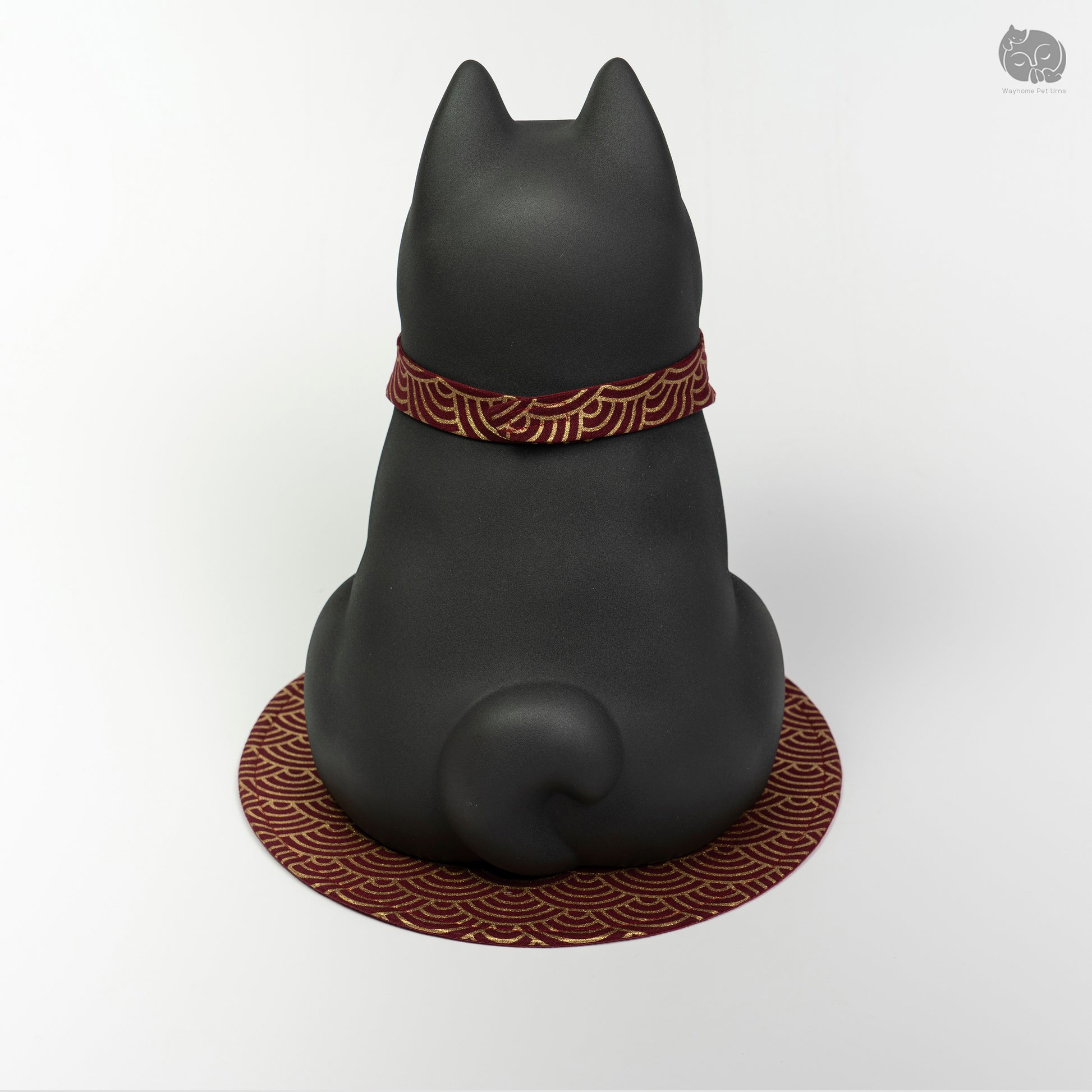 Direct rear view of the Wayhome large breed ceramic dog urn, showcasing the minimalist and artistic design.