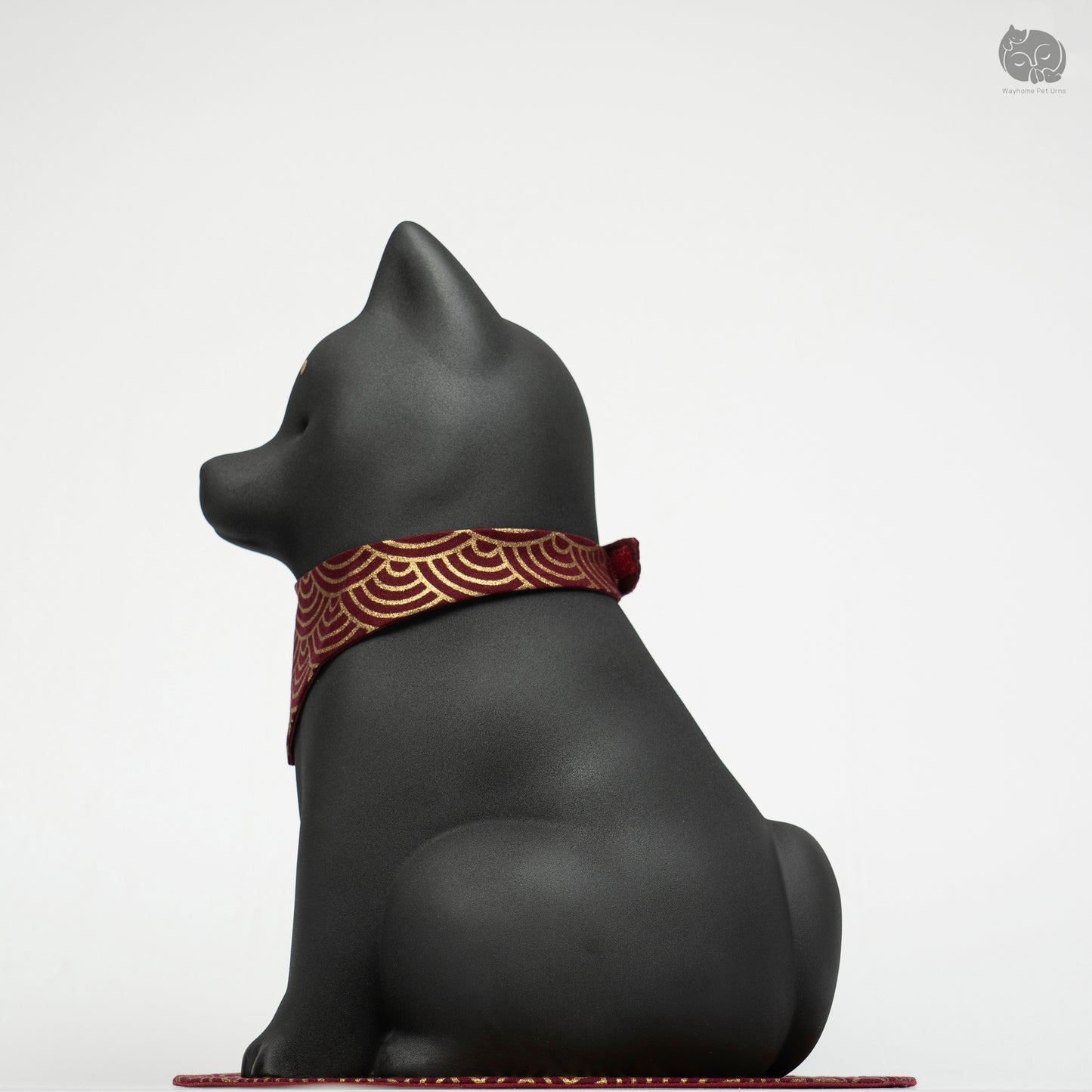 Side profile of the handcrafted black ceramic dog memorial jar, showing the elegant silhouette for large breeds.