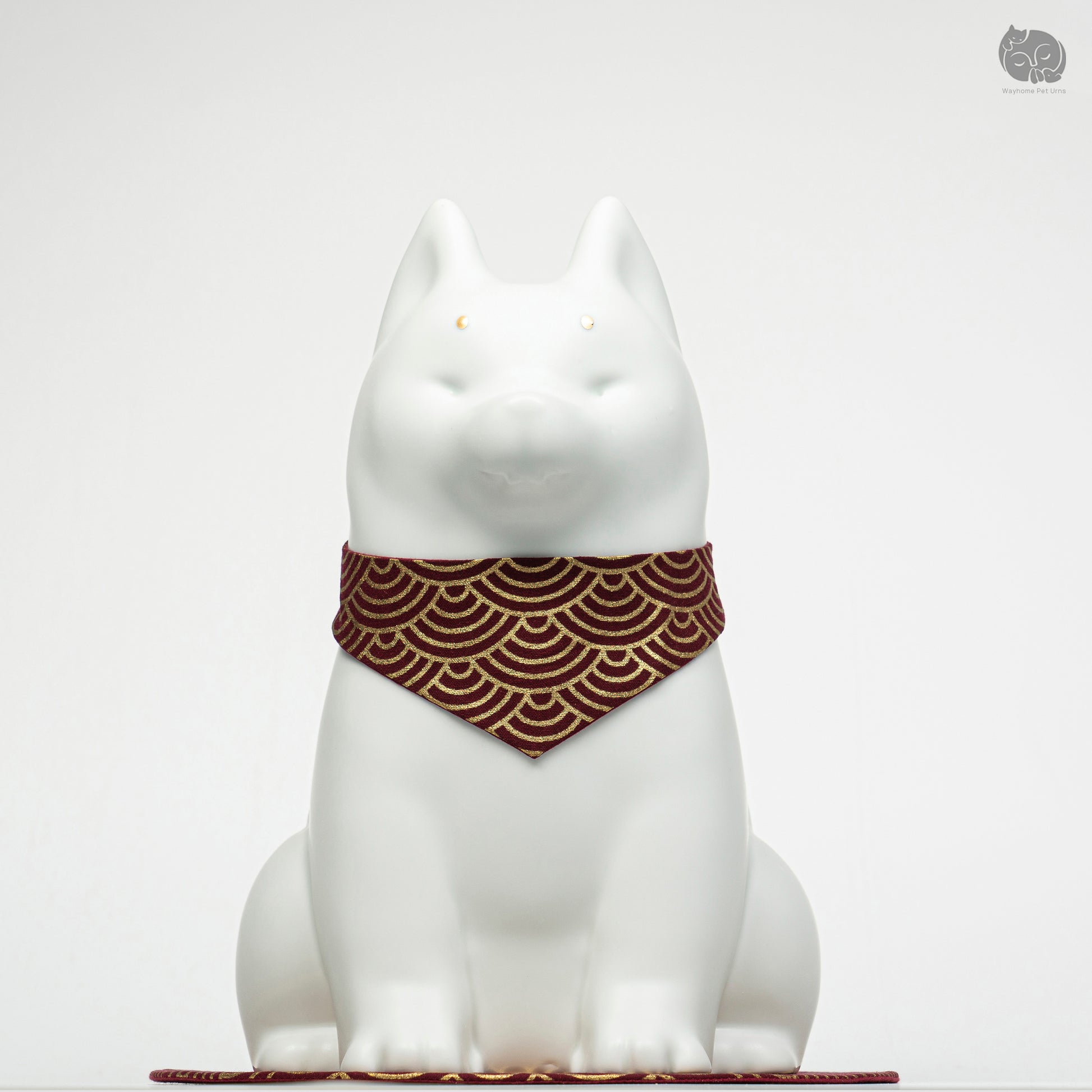 Front view of the Wayhome ivory white dog ceramic urn, a serene memorial for Husky and German Shepherd.