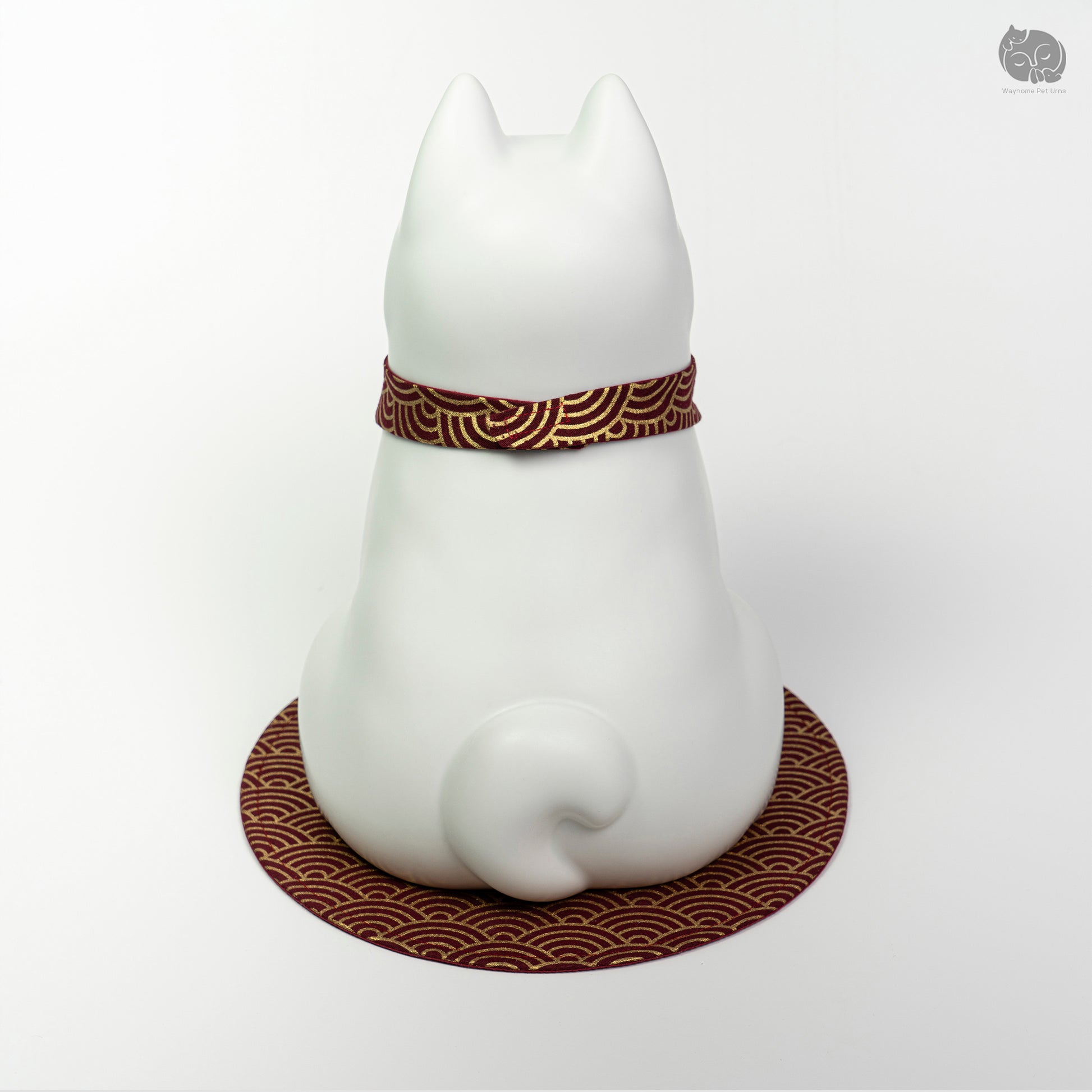 Direct rear view of the Wayhome large breed ceramic dog urn, showcasing the minimalist and artistic design.