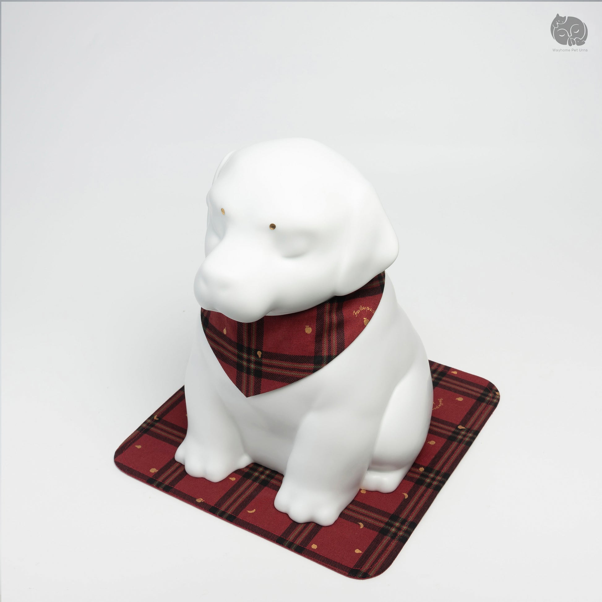 Front quarter view of the ivory white dog memorial keepsake, designed for large breeds like Labrador.